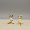 Mundgeblasene Glaskatzen-Skulptur, Miniaturtierfigur, handgefertigt, 5 cm, braun oder gelb