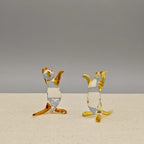 Mundgeblasene Glaskatzen-Skulptur, Miniaturtierfigur, handgefertigt, 5 cm, braun oder gelb