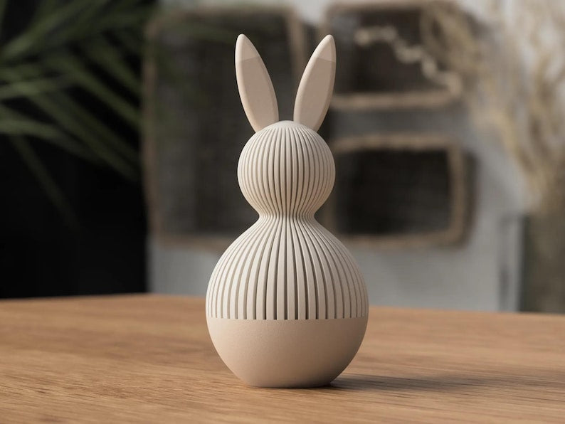 Osterhase im Japandi-Stil: Minimalistischer Aufbewahrungsbehälter, Deko-Objekt, zweifarbig, verschraubbar, verschiedene Farben