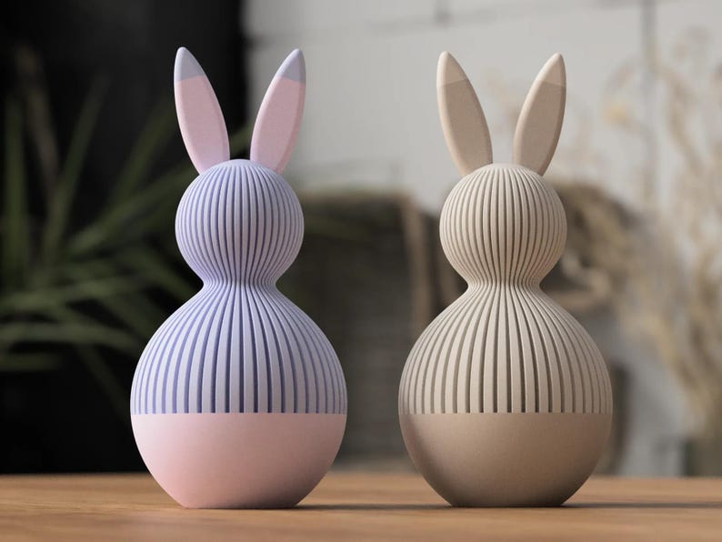 Osterhase im Japandi-Stil: Minimalistischer Aufbewahrungsbehälter, Deko-Objekt, zweifarbig, verschraubbar, verschiedene Farben