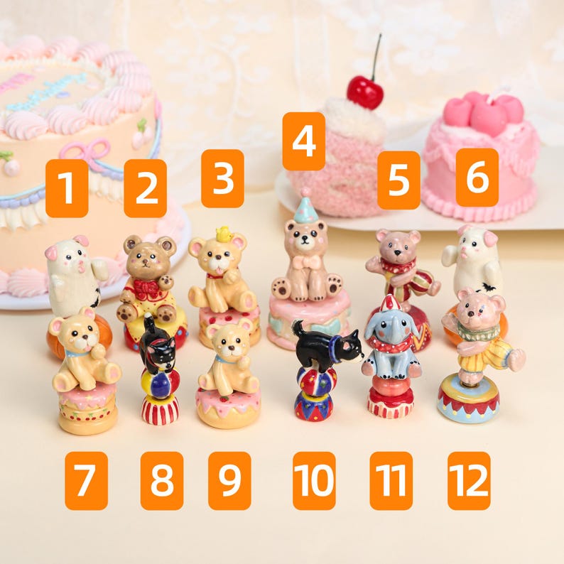 Handbemalte Keramik Zirkus Tierfiguren Miniatur Bär und Hund Cake Topper für Haus und Auto Dekoration
