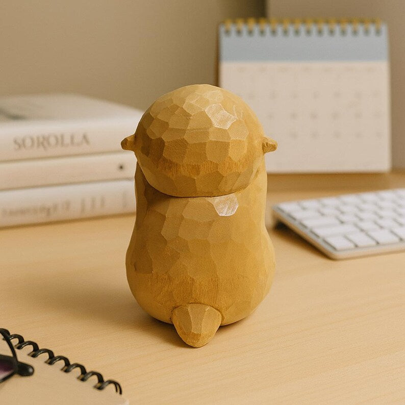 Holz Otter Figur, Stehende Otter Dekoration für Schreibtisch oder Regal, lackiertes Holz, 5,5 x 5,5 x 8,5 cm