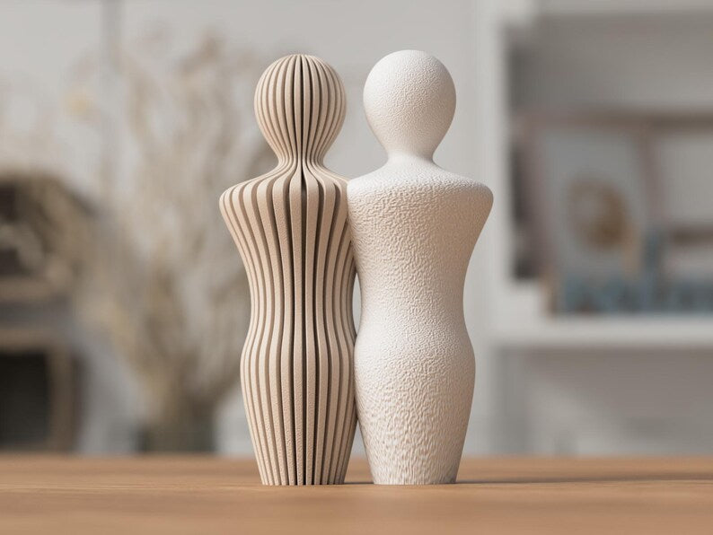 Moderne Liebespaar Skulptur aus PLA – Minimalistische Paar Statue in verschiedenen Farben und Ausführungen