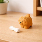 Hölzerne Hundefiguren, kleine geschnitzte Holzhundestatuen für Schreibtisch und Regal, lackiertes Massivholz