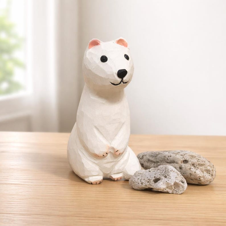 Massivholz Tierfigur, handbemalte Regalfigur, kleine Holz-Tierdekoration, ausgewählter Tierstil
