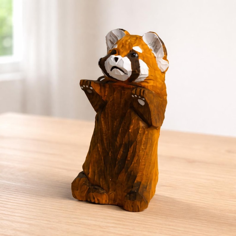 Massivholz Tierfigur, handbemalte Regalfigur, kleine Holz-Tierdekoration, ausgewählter Tierstil