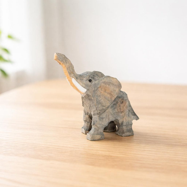 Massivholz Tierfigur, handbemalte Regalfigur, kleine Holz-Tierdekoration, ausgewählter Tierstil