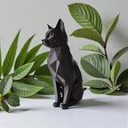 Low-Poly Katze Skulptur, sitzende Katze, minimalistische Tierfigur, moderne Katzen Deko, 3D Druck Kunst, matt, PLA
