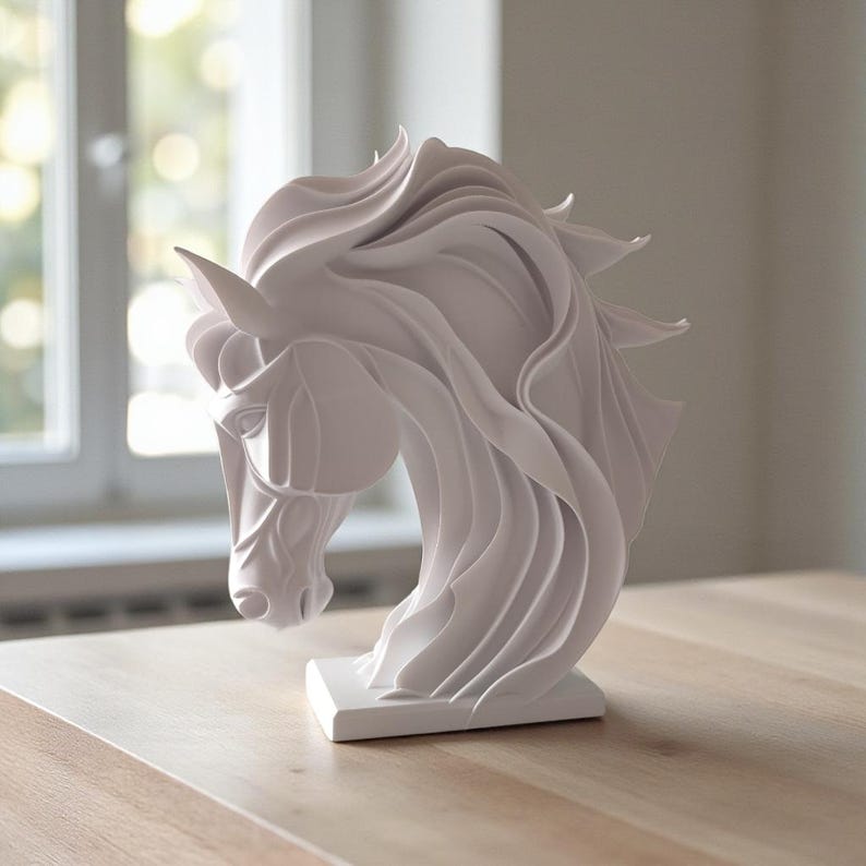 Abstrakte Pferdeskulptur Moderne Pferdebüste 3D-Druck Deko Minimalistisches Design für Wohnzimmer Büro