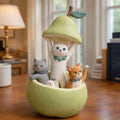 Handgefertigte Katzenfigur aus ultraleichtem Ton, Dekorationsstück für Schreibtisch und Regal, Matte Oberfläche, ca. 15 cm
