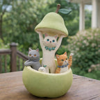 Handgefertigte Katzenfigur aus ultraleichtem Ton, Dekorationsstück für Schreibtisch und Regal, Matte Oberfläche, ca. 15 cm