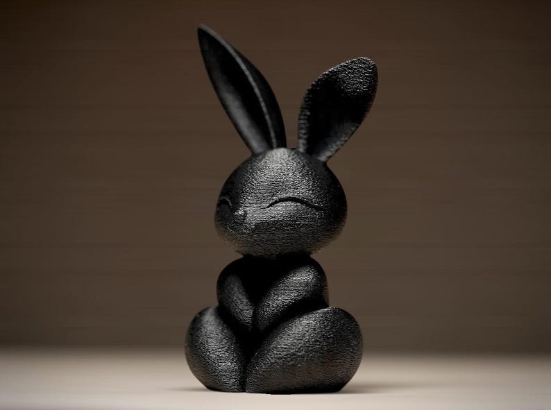 Meditierender Hase 3D-Statue – Zen-Kaninchen Deko, Kleine Yoga-Tierfigur für Schreibtisch und Regal