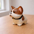 Holz Französische Bulldogge Figur, kleine stehende Frenchie Hundestatue für Schreibtisch, Regal, Nachttisch, lackierte Holzmaserung, mehrere Farbstile