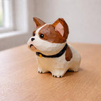 Holz Französische Bulldogge Figur, kleine stehende Frenchie Hundestatue für Schreibtisch, Regal, Nachttisch, lackierte Holzmaserung, mehrere Farbstile