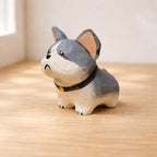 Holz Französische Bulldogge Figur, kleine stehende Frenchie Hundestatue für Schreibtisch, Regal, Nachttisch, lackierte Holzmaserung, mehrere Farbstile