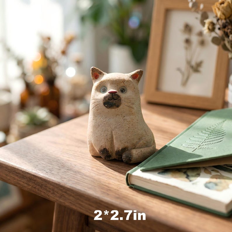 Handgefertigte rustikale Hundefigur, unglasierter Keramikstein, passiver Aromatherapie-Diffusor, 6 cm