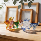 Winzige Blaue Glas Goldfisch Figur 6cm, Kristall Fisch Ornament, Mini Koi Fisch Dekor für Schreibtisch Regal Fensterbank, 1 Stück