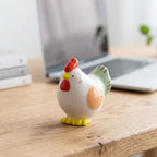 Handgefertigte Keramik Huhn Figuren, Miniatur Tier Statuen, Set aus Hahn und Henne, Bücherregal Schreibtisch Dekor