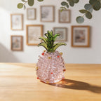 Mini Glas Ananas Figur 6,5 cm, Blau oder Rosa, Tropisches Obst Ornament, Schreibtisch Dekoration, Regal Deko