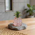 Mini Glas Ananas Figur 6,5 cm, Blau oder Rosa, Tropisches Obst Ornament, Schreibtisch Dekoration, Regal Deko