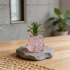 Mini Glas Ananas Figur 6,5 cm, Blau oder Rosa, Tropisches Obst Ornament, Schreibtisch Dekoration, Regal Deko