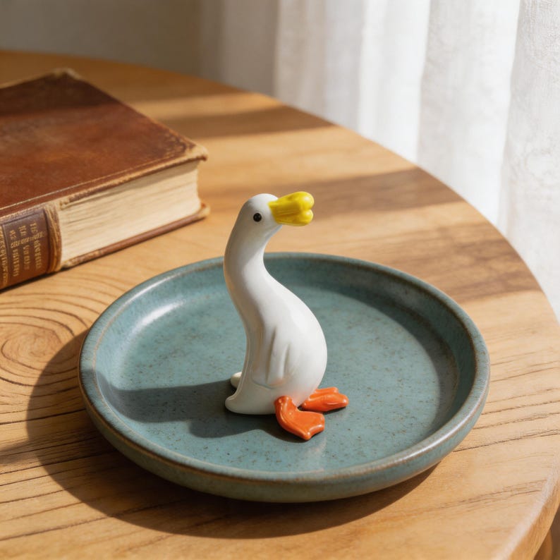 Mini Glas Gans Figur, Weiße Ente Regal Dekor, 5,5 cm Cottagecore Tier Figur, Winzige Schreibtisch Dekoration