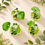 Handgefertigte grüne Keramik Frosch Figur, 6x7x10 cm, Drehbar, Regal Dekor, Schreibtisch Dekor, Geschenk für Pflanzenliebhaber