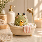 Handgefertigte Ton-Badefigur: Capybara, Pinguin oder Frosch – Schreibtischdeko, ca. 10 × 7 cm