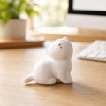 Handgemachte Keramik Weiße Katzenfiguren, Minimalistische Schreibtisch Deko, 3 Stile, 5x5 cm