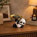 Niedliche Panda-Aufbewahrungsschale aus Harz mit Metalltablett, Tierfigur Organizer für Schlüssel, Süßigkeiten und Schmuck, Tischdekoration für Wohnzimmer, Flur und Büro