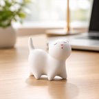 Handgemachte Keramik Weiße Katzenfiguren, Minimalistische Schreibtisch Deko, 3 Stile, 5x5 cm