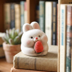 Handgefertigte Keramik Kaninchen Figur, Weißer Hase mit handbemalten Details, Miniatur Dekoration, 5 cm