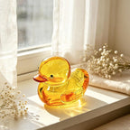 Handgefertigte Glas Entenfigur mit orangefarbenem Schnabel, 5,6 cm hoch, 7 cm tief, 5 cm breit, Dekoration für Wohnkultur