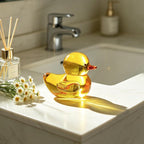 Handgefertigte Glas Entenfigur mit orangefarbenem Schnabel, 5,6 cm hoch, 7 cm tief, 5 cm breit, Dekoration für Wohnkultur