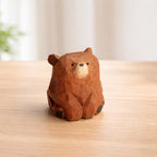 Bärenfigur aus Holz, braun-schwarz-weiß, Schreibtisch- und Regaldekoration, 3,5 cm