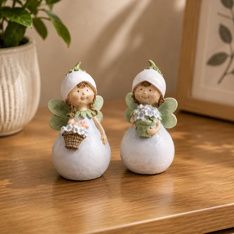 Rosa Fee Elfe Harzfigur – Kawaii Waldengel Mädchen Skulptur, Miniatur Dekofigur für Schreibtisch und ästhetische Raumdekoration