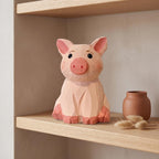 Holzfigur Schwein, sitzende Schweinestatue, Bauernhofdekor für Schreibtisch und Regal, lackiert, 1 Stück