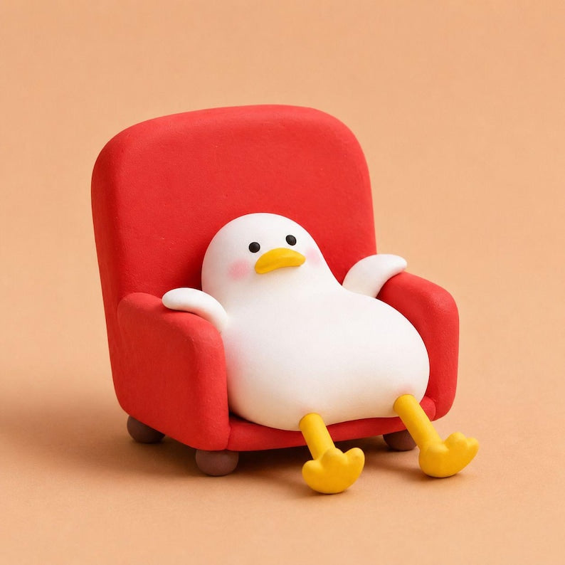 Handgemachte Ton Enten Figur, Dekor für Stuhl und Schreibtisch, Wohnzimmer Akzent, ca. 10-15cm