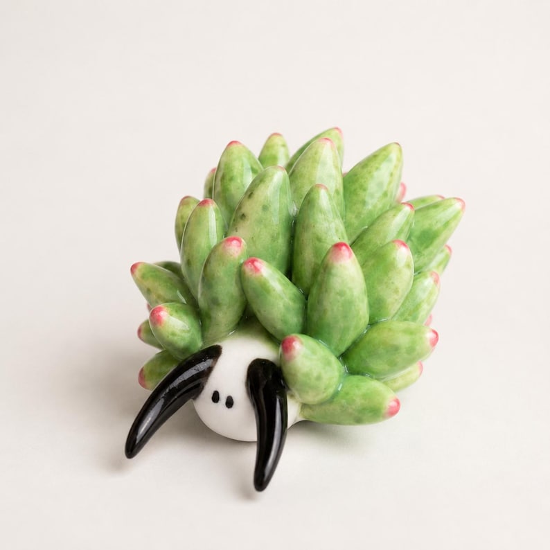 Keramik Blatt Schnecke Ornament, grüne Pflanzenfigur, kleine Tischdekoration, 7 × 6 cm, glänzende Glasur