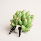 Keramik Blatt Schnecke Ornament, grüne Pflanzenfigur, kleine Tischdekoration, 7 × 6 cm, glänzende Glasur
