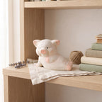 Holzfigur Schwein, kleine bemalte Holzstatue für Regal, Schreibtisch und Tischdekoration, Bauernhoftier