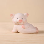 Holzfigur Schwein, kleine bemalte Holzstatue für Regal, Schreibtisch und Tischdekoration, Bauernhoftier