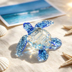Meeresschildkrötenfigur aus Glas, mundgeblasene Schildkrötenstatue, 12 x 9,5 cm, Dekoration für Zuhause, Schreibtisch, Regal