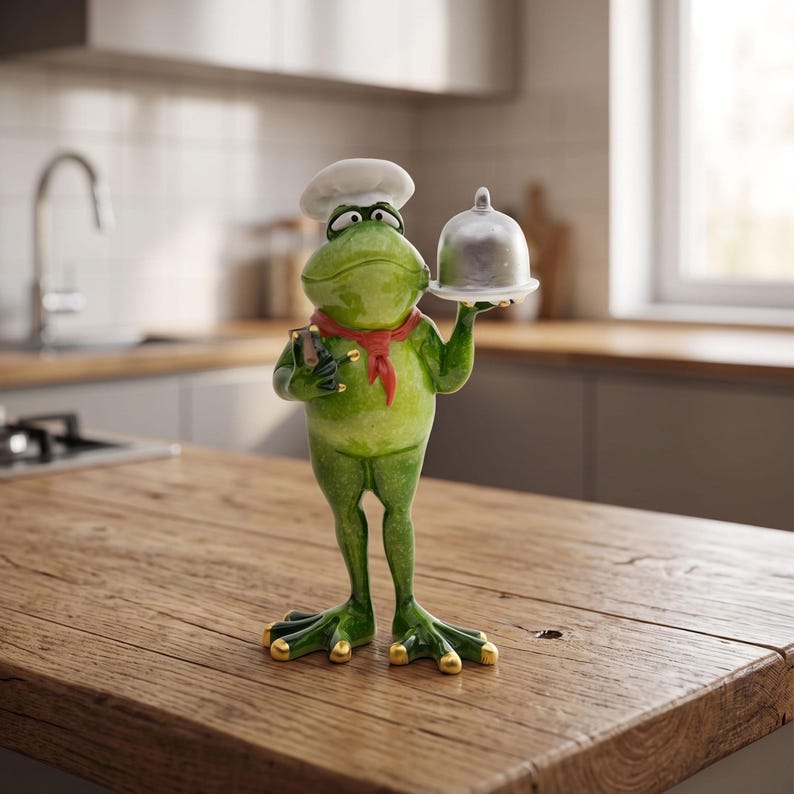 Froschfigur aus Kunstharz, handbemalte Froschdekoration mit Berufsmotiv für Garten und Innenbereich