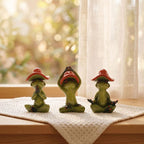 Frosch Harzfigur mit rotem Pilzhut, Yoga Meditation Statue, Feengarten Dekoration, Schreibtisch Ornament