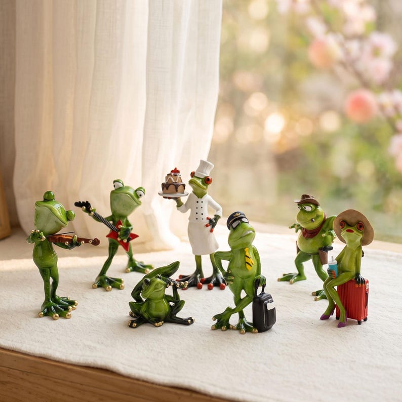 Frosch Harz Figur Gartendekoration Cottagecore Schreibtisch Dekoration 8 Stile Sammlerstück