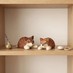 Shiba Inu Hundefigur aus Holz, handbemalte Holzstatue für Bücherregal, Schreibtisch und Homeoffice-Dekoration