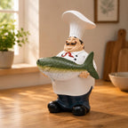 Handbemalte Kochfigur aus Kunstharz – Dekorative Figur mit kulinarischem Motiv für Küche, Restaurant und Tisch