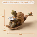 Schildkröten-Hase-Figur aus Kunstharz, liest Buch – Sammlerfigur für Bücherregal und Schreibtisch
