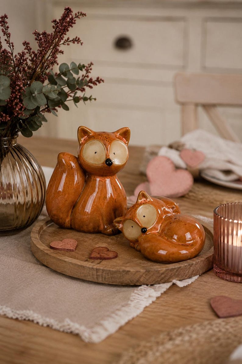 Keramik Fuchs Herbstdeko, Fuchs Dekofigur, Herbstdekoration, Tischdeko Herbst - Wichtelgeschenk, Geschenkidee Weihnachten